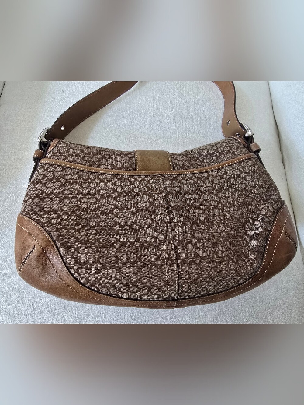 Vintage Coach Soho Signature Brown Canvas and Leather Shoulder Bag - Picture 6 of 14